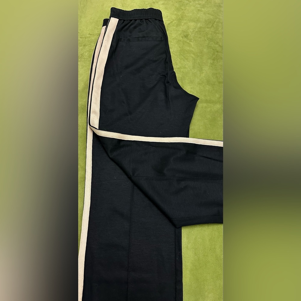 OLSEN TROUSER MONA STRAIGHT LEG WITH DECORATIVE TAPE - BLACK SIZE XS/4